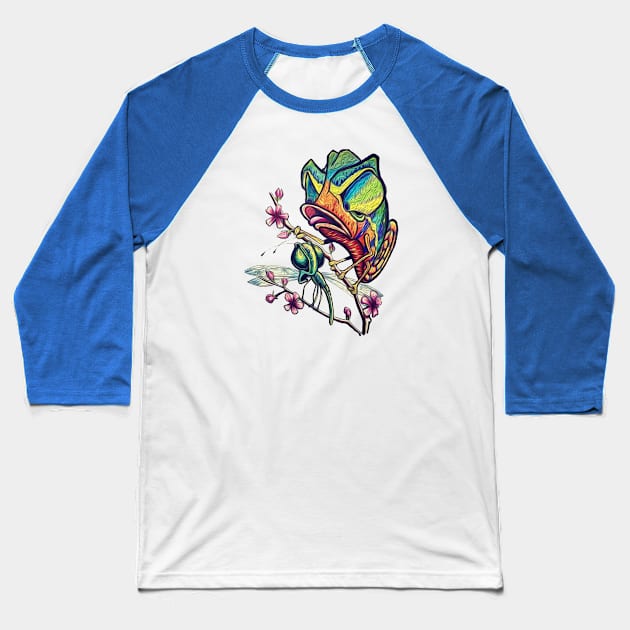 Chameleon Attack! New School Original Art Color Effect Art Baseball T-Shirt by ckandrus